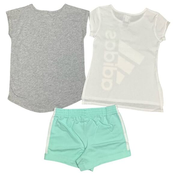 adidas Girl’s Activewear Shirts Shorts 3 Piece Set Size 4T NWT - Picture 4 of 5